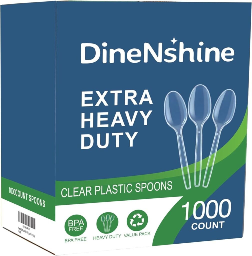 1000 Count Clear Plastic Spoons - BPA-Free & Heavy-Duty
